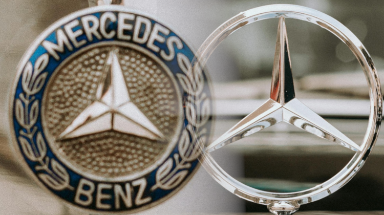 Old Mercedes logo fading to new Mercedes logo