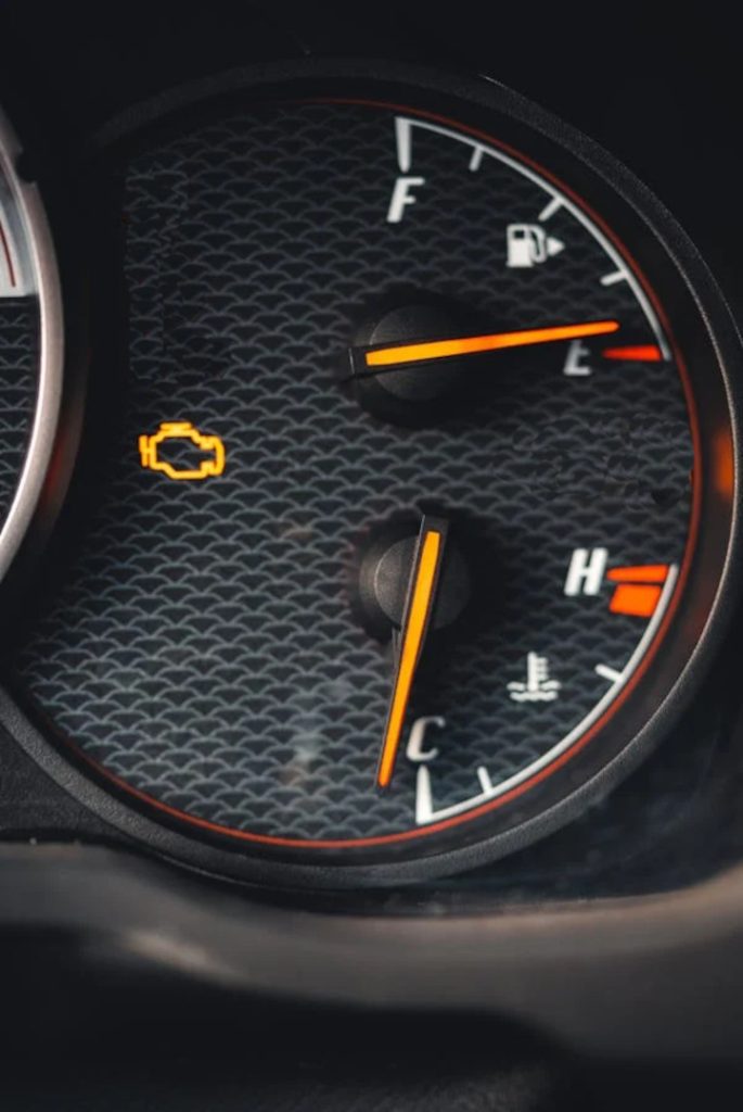 Check Engine light illuminated on vehicle instrument panel